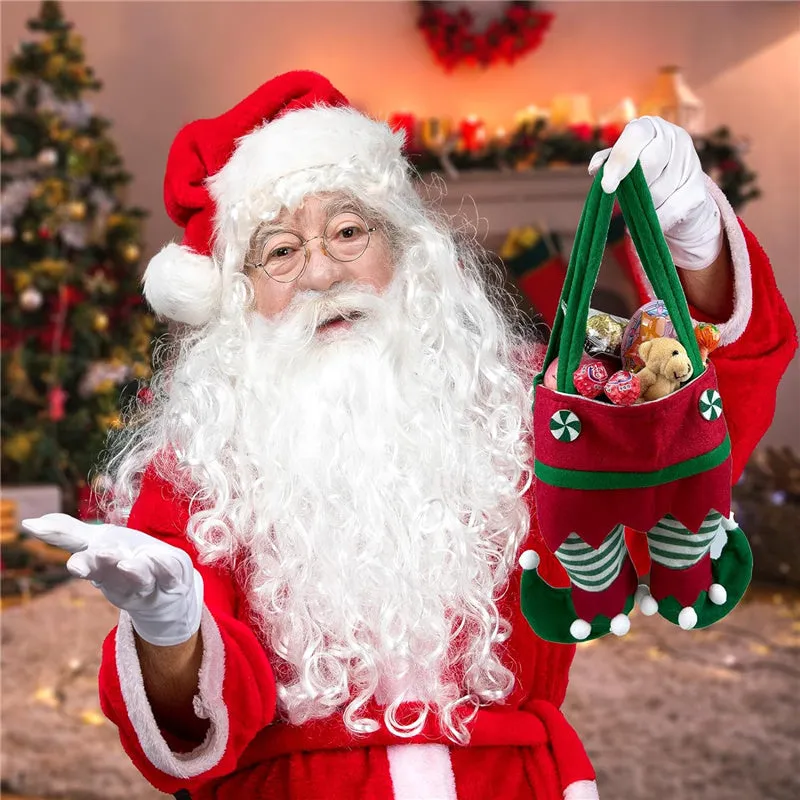 2Pcs Christmas Elf Spirit Stocking Fillers Pants Candy Gift Bags