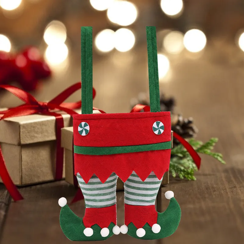 2Pcs Christmas Elf Spirit Stocking Fillers Pants Candy Gift Bags
