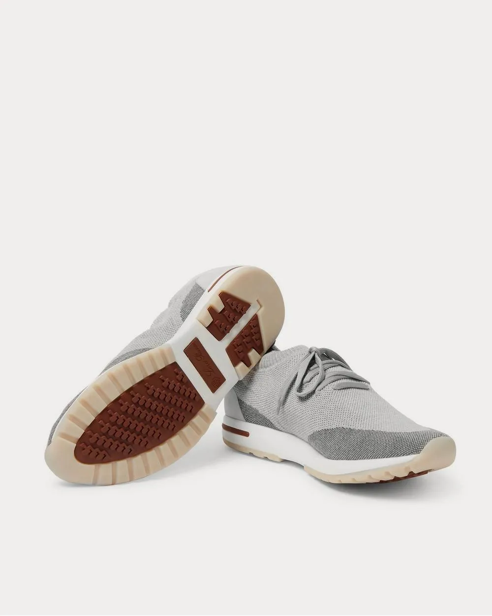 360 Flexy Walk Leather-Trimmed Knitted Wool  Gray low top sneakers