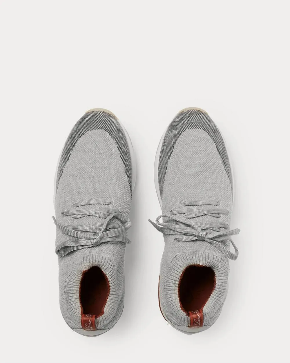 360 Flexy Walk Leather-Trimmed Knitted Wool  Gray low top sneakers