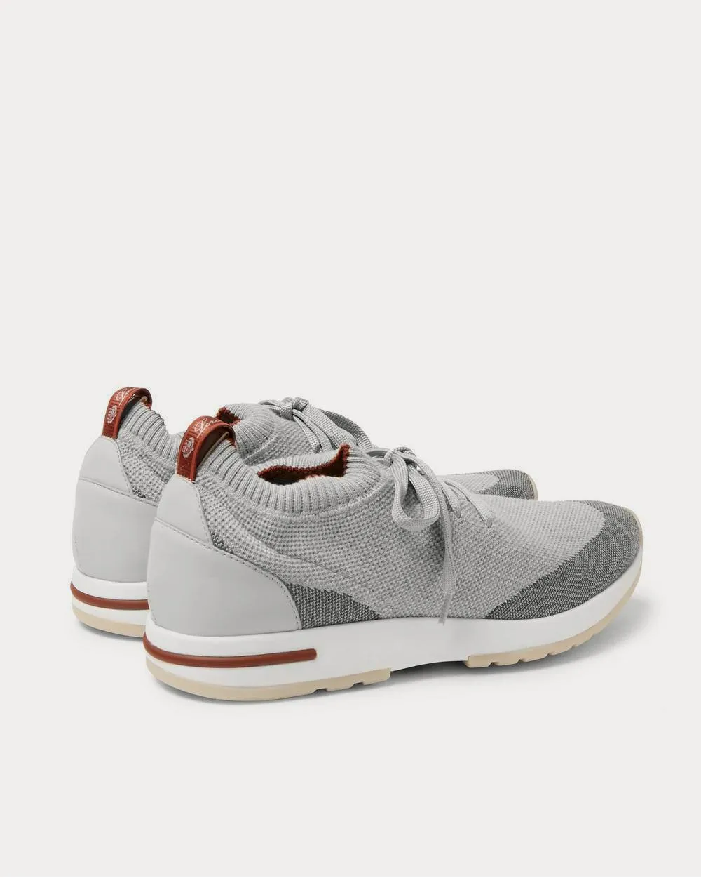 360 Flexy Walk Leather-Trimmed Knitted Wool  Gray low top sneakers