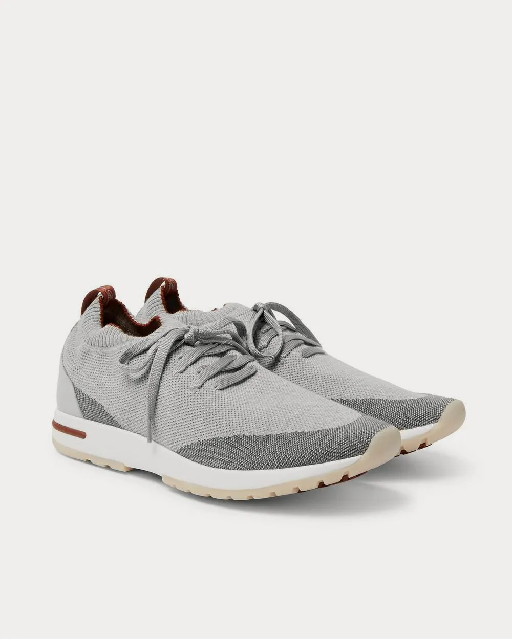 360 Flexy Walk Leather-Trimmed Knitted Wool  Gray low top sneakers