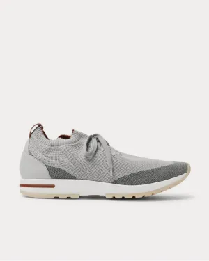360 Flexy Walk Leather-Trimmed Knitted Wool  Gray low top sneakers
