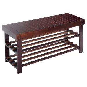 6" Solid Wood Shoe Bench Storage Rack