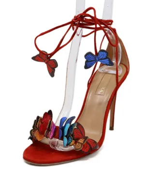 Aquazzura Red Suede Butterfly Sandals sz 6