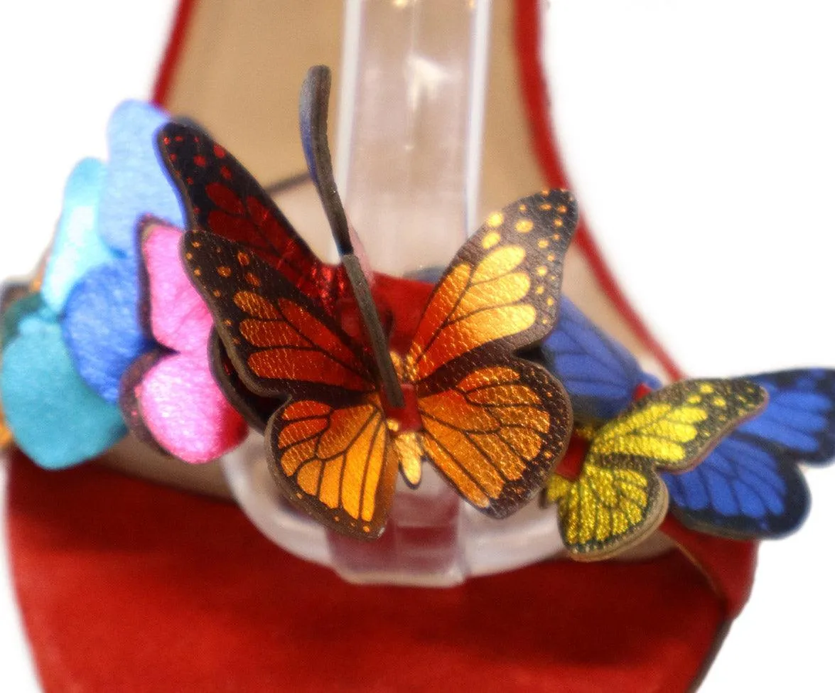 Aquazzura Red Suede Butterfly Sandals sz 6