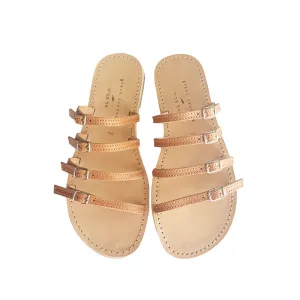 AVIVA SANDALS TANNED WITH BEIGE STITCHES