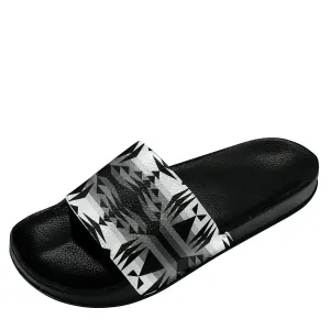 Between the Mountains White and Black Slide Sandals