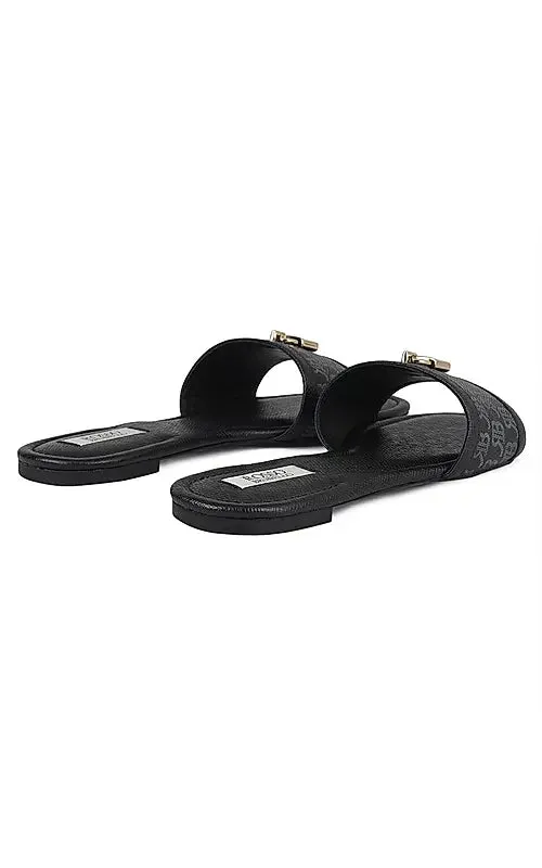 Black Monogram Flats