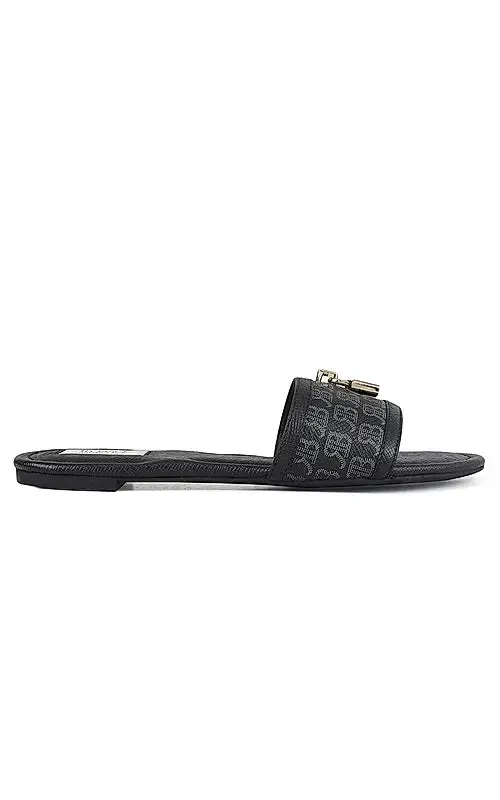 Black Monogram Flats