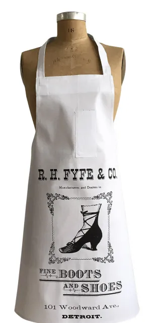 Boots & Shoes Print Chef Apron, Detroit RH Fyfe Co. Vintage Ad