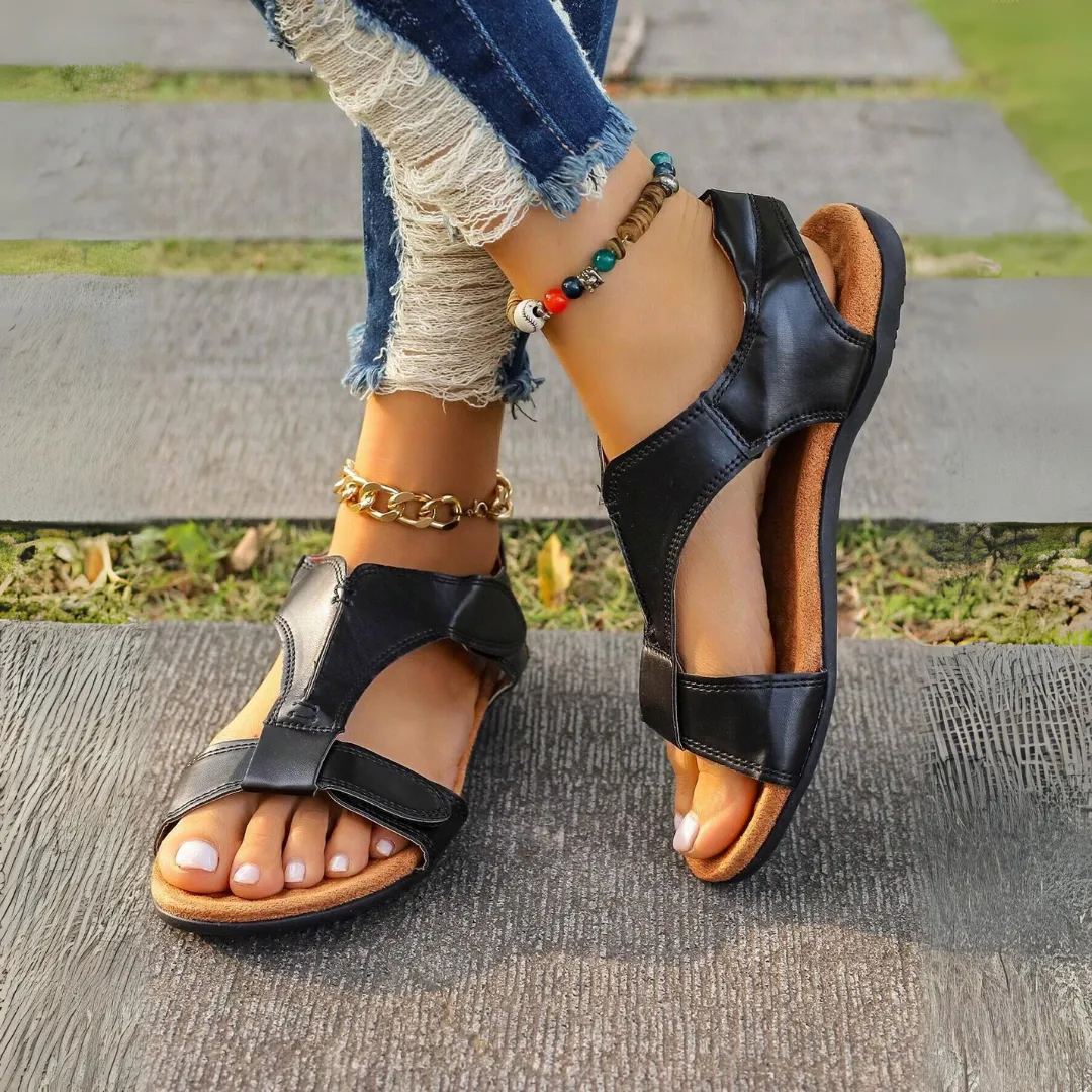 Comfyfleek Velcro Strap Arch Support Flat Sport Sandals