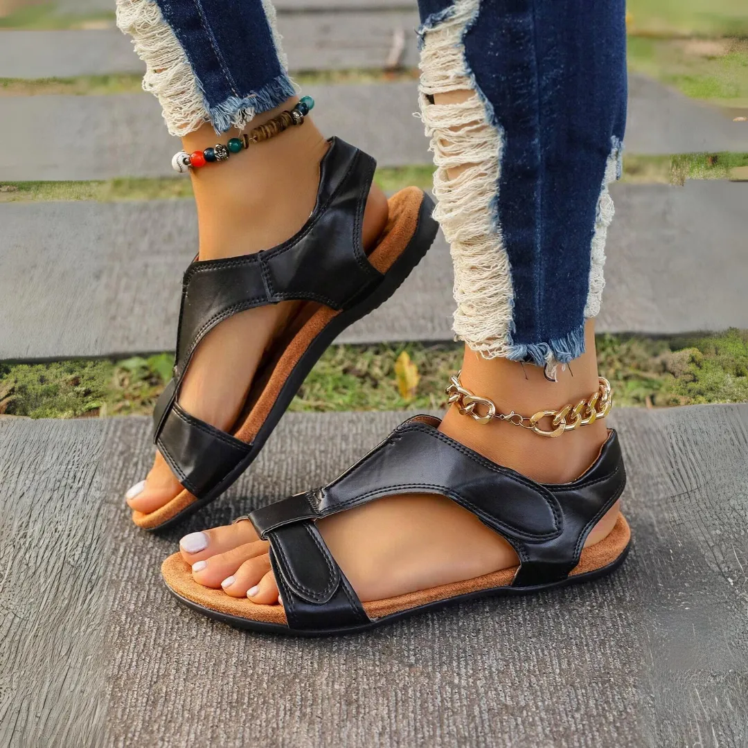 Comfyfleek Velcro Strap Arch Support Flat Sport Sandals