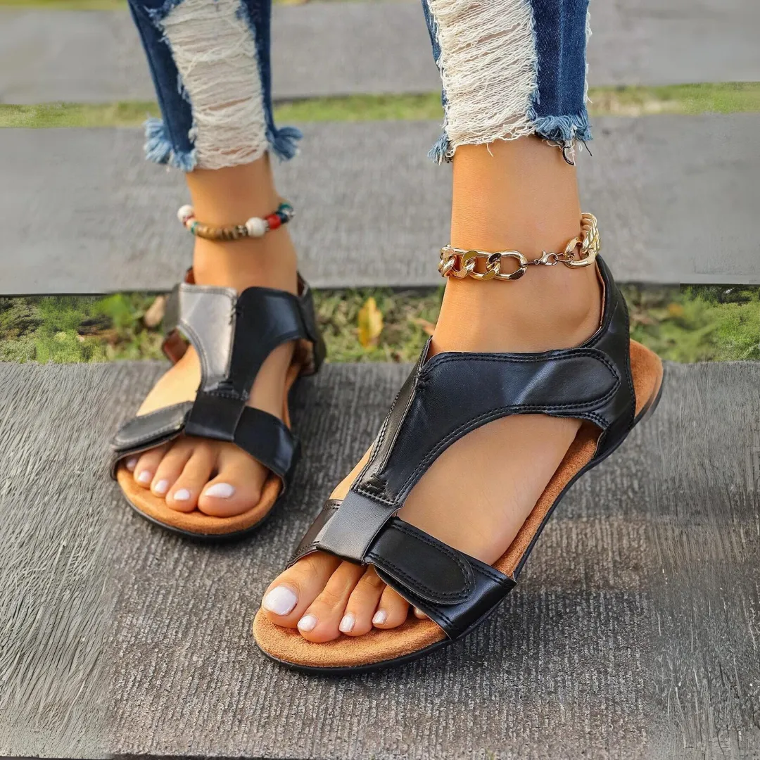 Comfyfleek Velcro Strap Arch Support Flat Sport Sandals