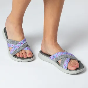 Cross Top Paw Print Slide Sandals