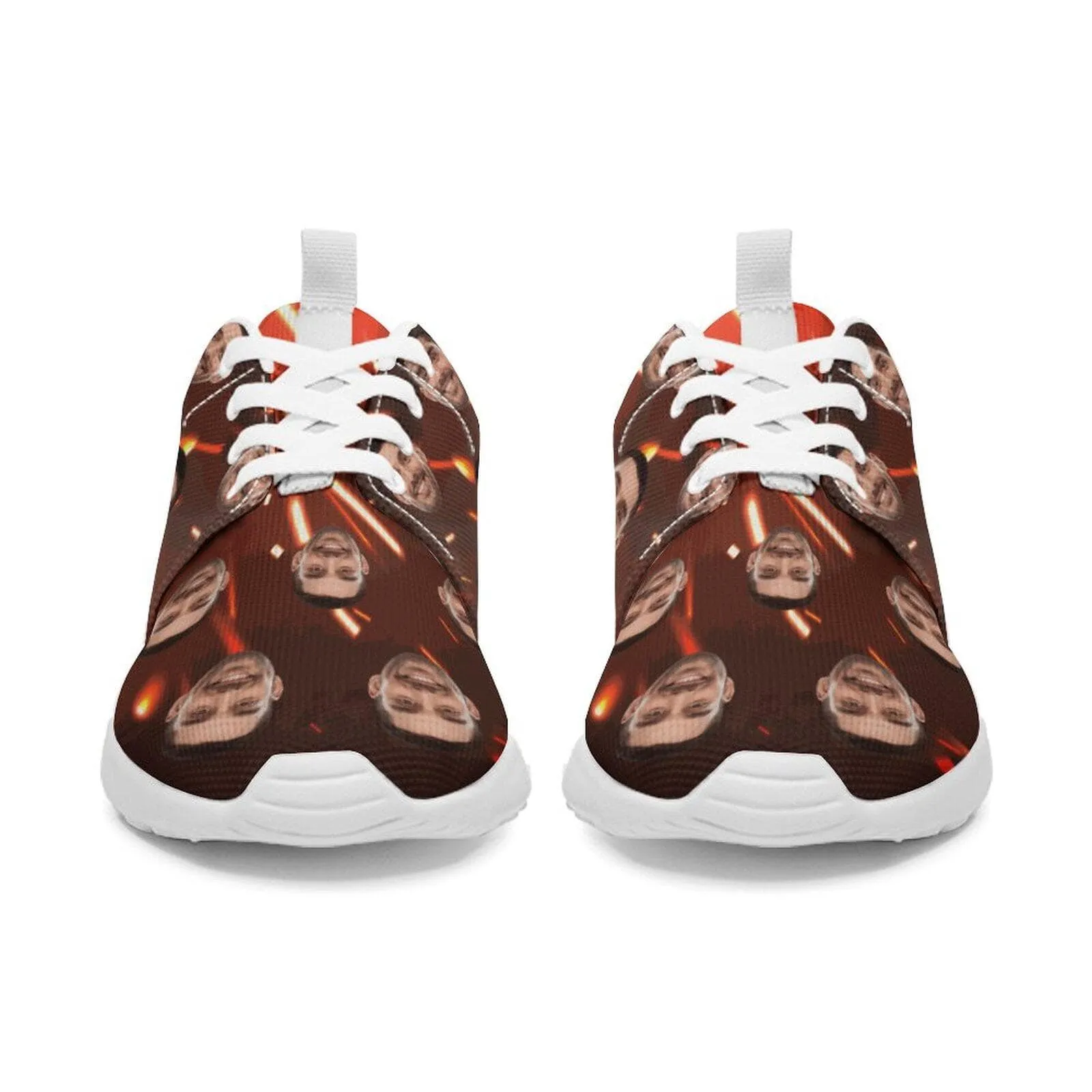 Custom Face Red Firework Breathable Lightweight Sports Shoes Sneakers