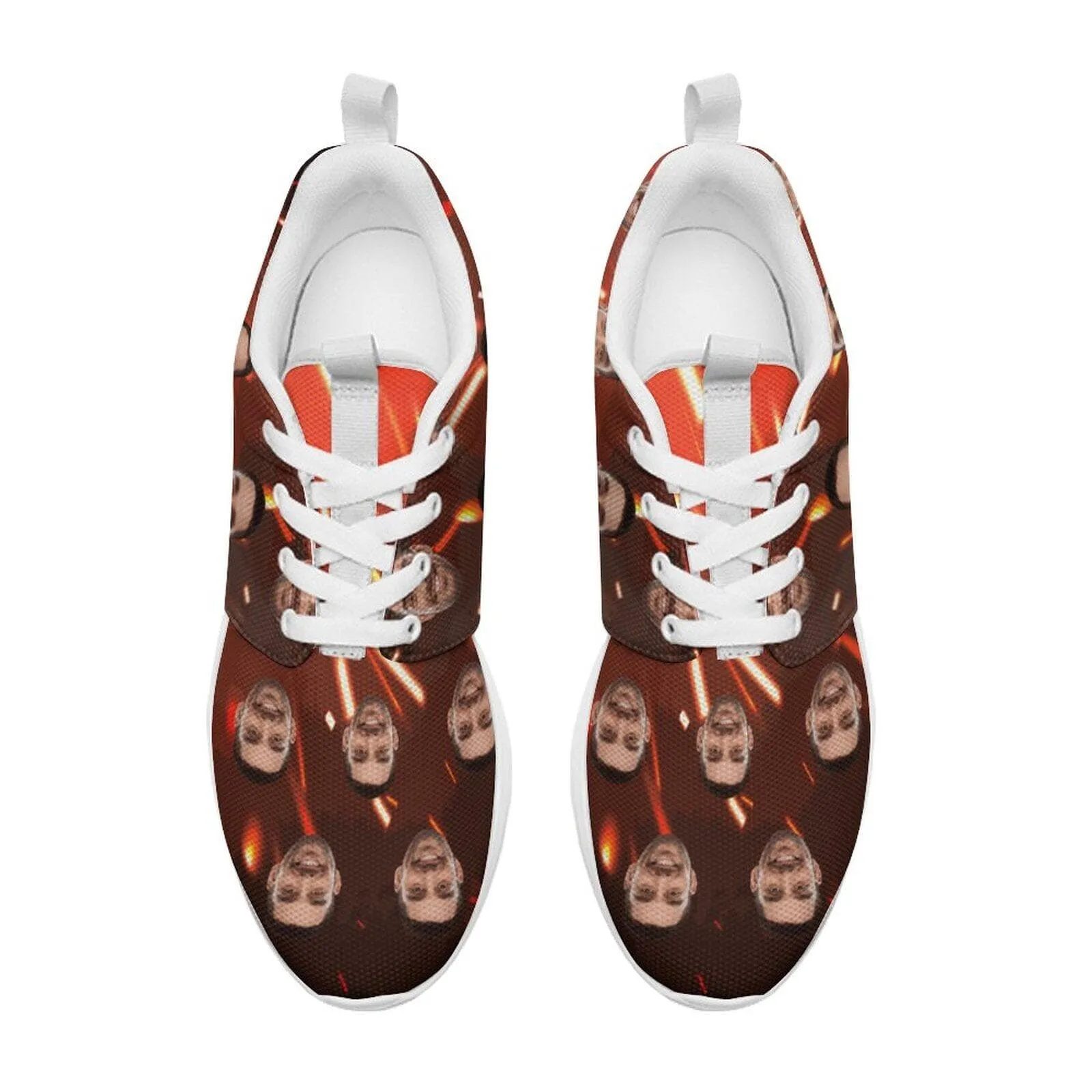 Custom Face Red Firework Breathable Lightweight Sports Shoes Sneakers
