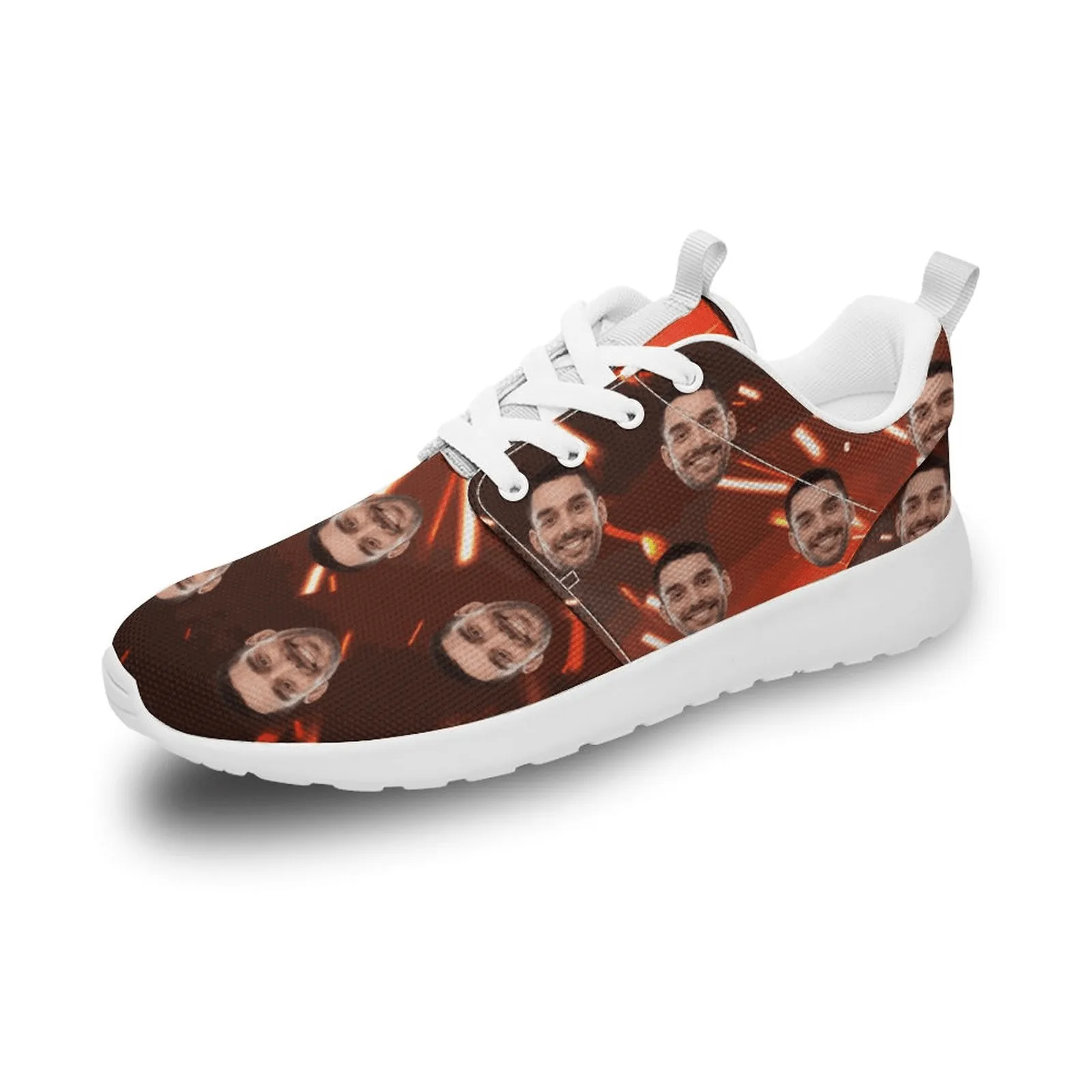 Custom Face Red Firework Breathable Lightweight Sports Shoes Sneakers