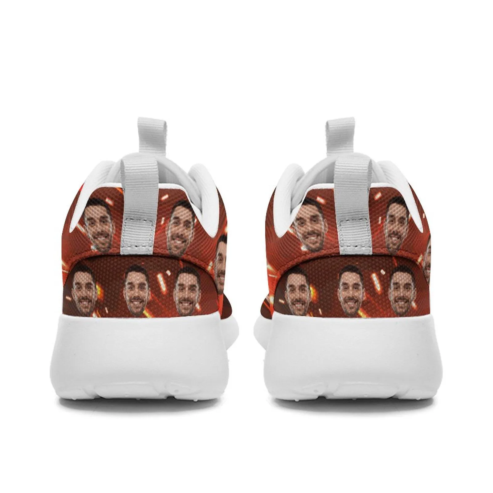 Custom Face Red Firework Breathable Lightweight Sports Shoes Sneakers