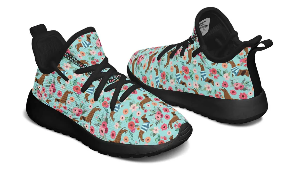 Dachshund Flower Kids Sneakers