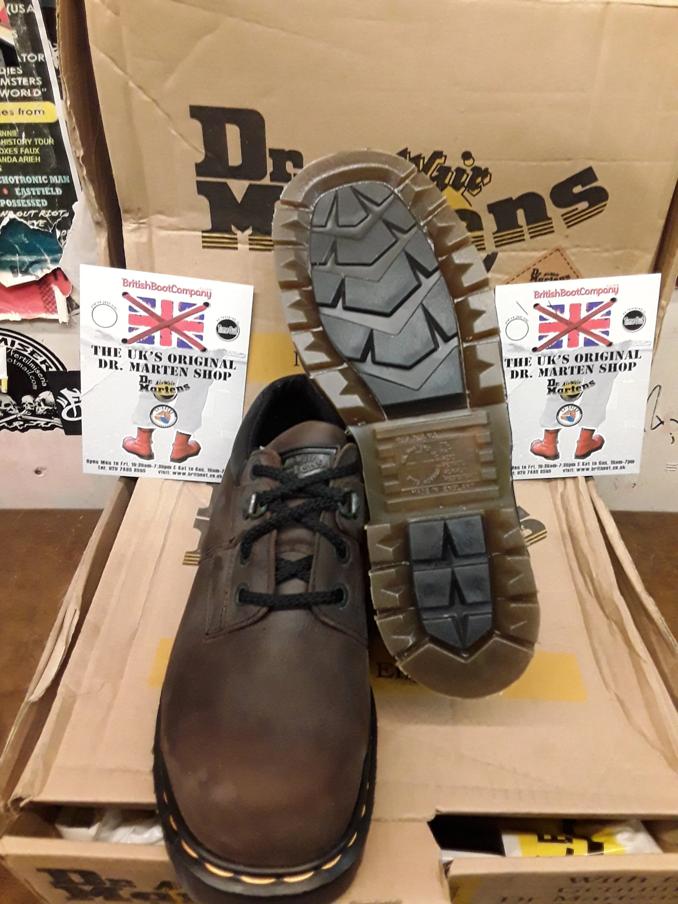 Dr Martens Vintage 90's, Brown Waxed Leather, INDUSTRIAL Shoes, Made in England / Various Sizes 8833