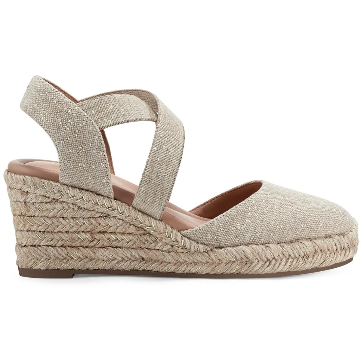 Easy Spirit Womens MEZA7 Almond toe Slip on Wedge Sandals