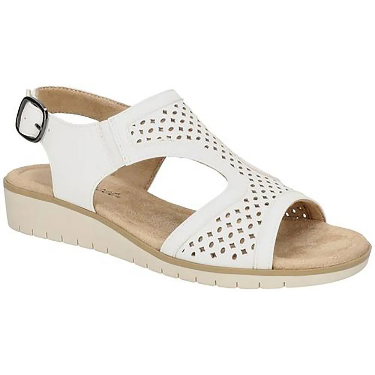 Easy Street Womens ALBA Faux Leather Open Toe Wedge Sandals