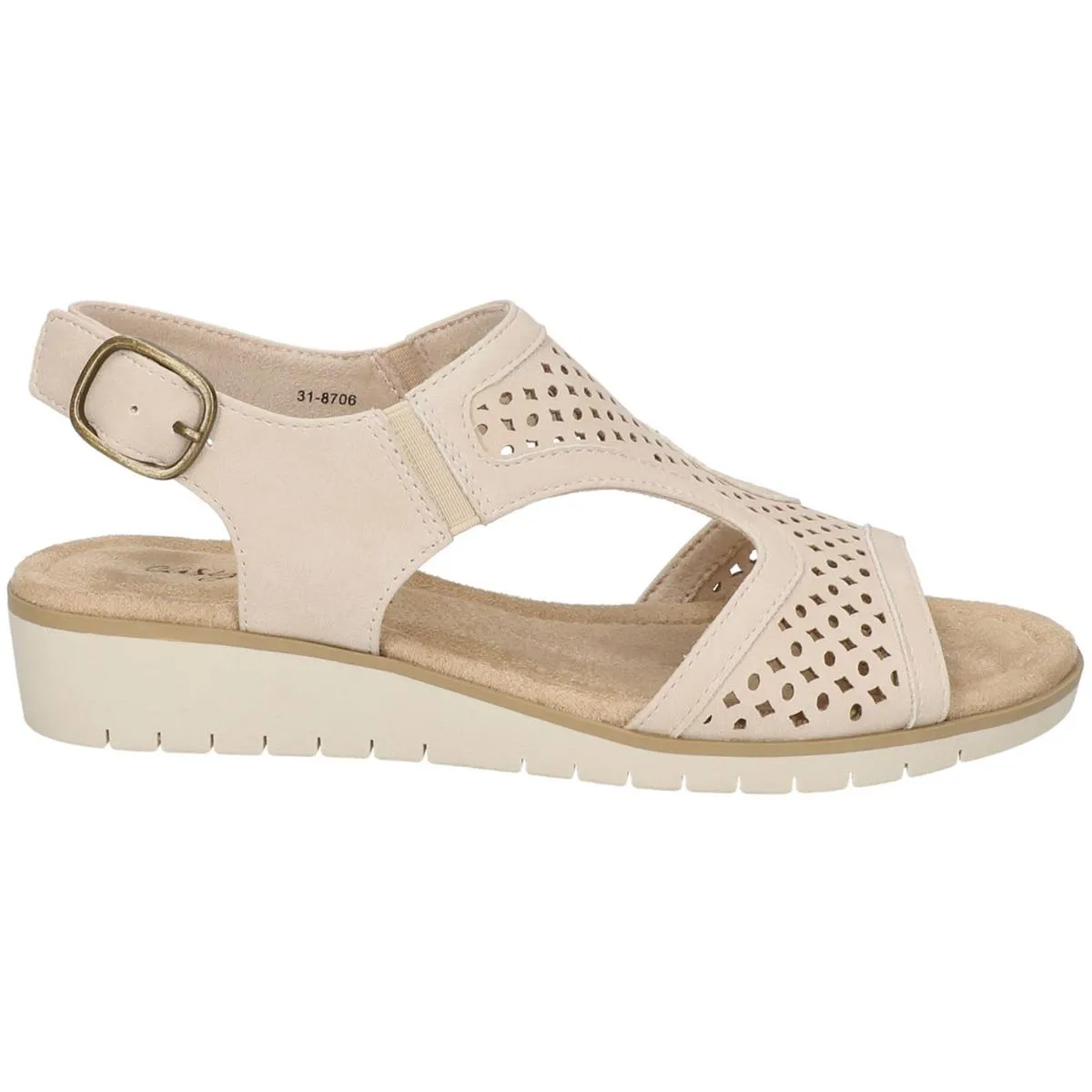 Easy Street Womens ALBA Faux Leather Open Toe Wedge Sandals