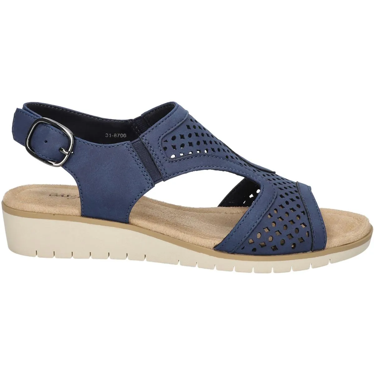 Easy Street Womens ALBA Faux Leather Open Toe Wedge Sandals
