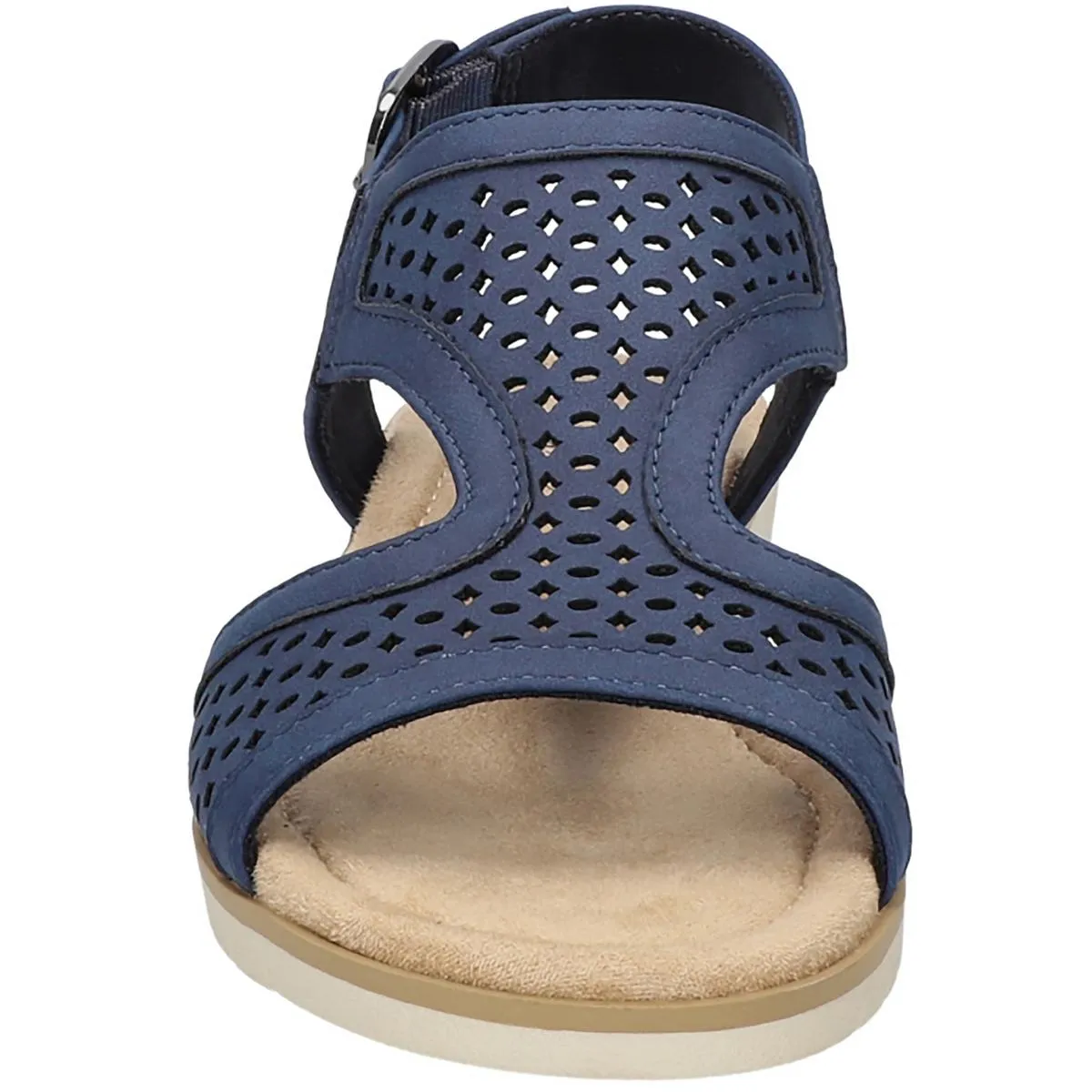 Easy Street Womens ALBA Faux Leather Open Toe Wedge Sandals