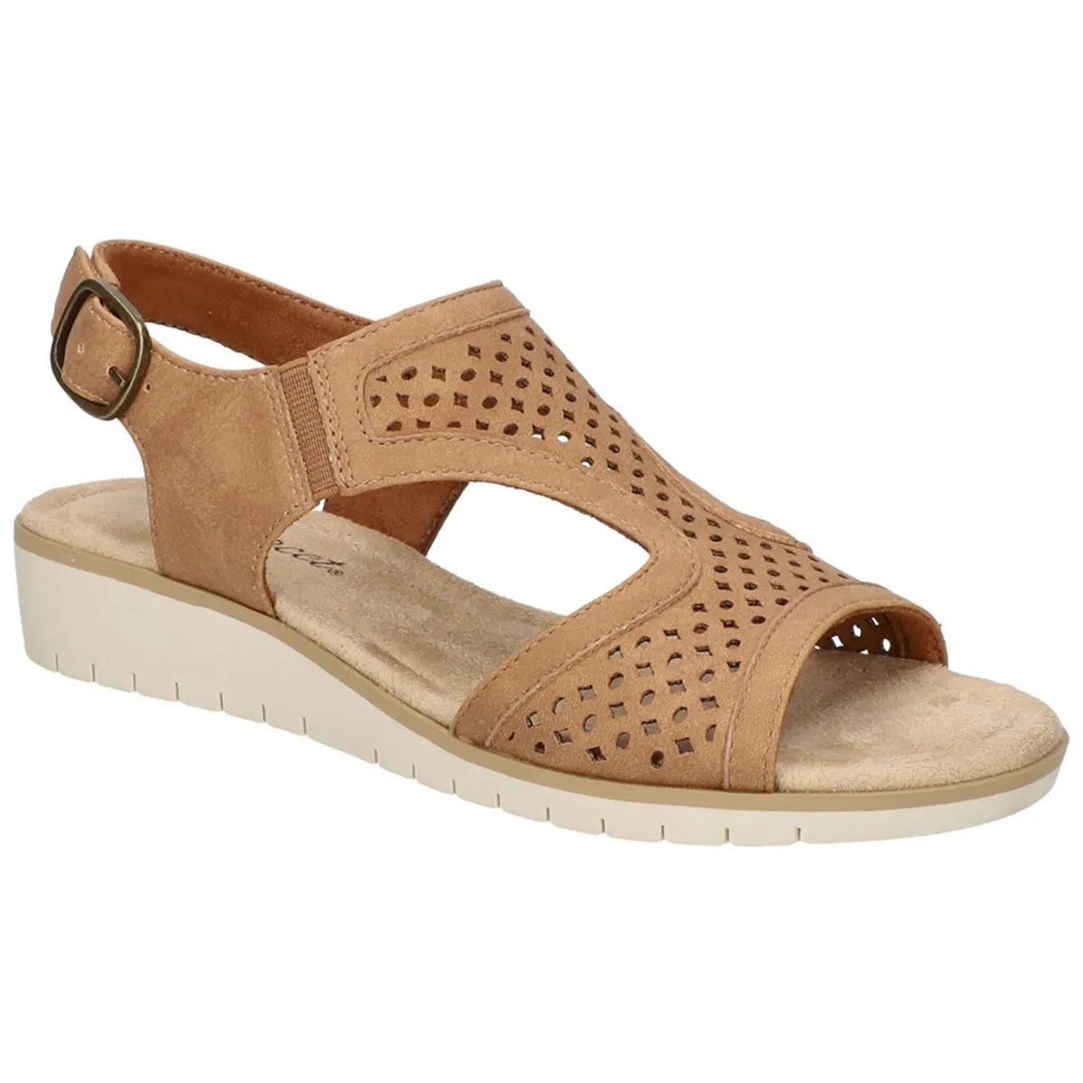 Easy Street Womens ALBA Faux Leather Open Toe Wedge Sandals