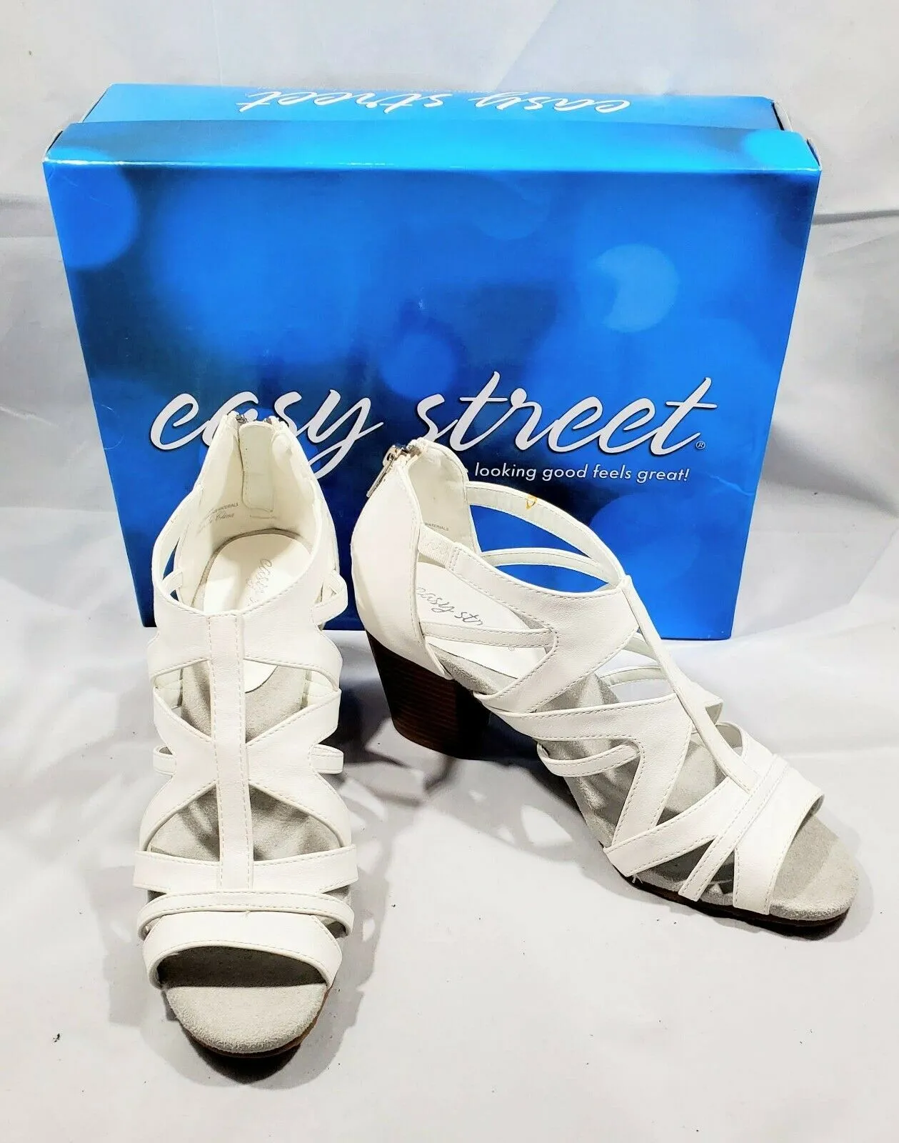 Easy Street Women's Amaze Sandal White Polyurethane Strappy Sandals -   9M