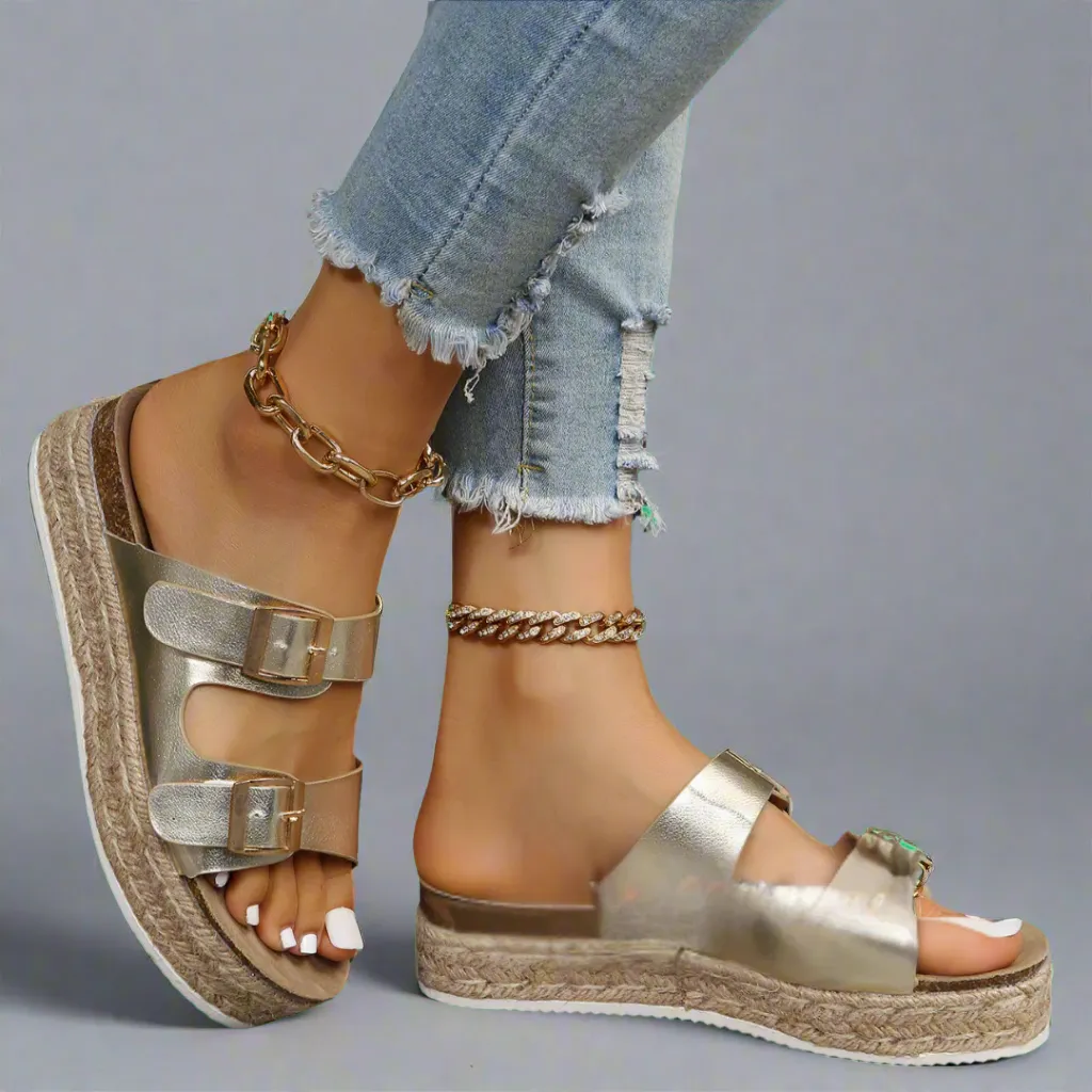 Elfriede | Premium Shiny Leather Sandals