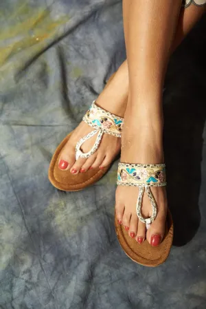 Embroidered Velvet Flat Sandals for Women – Traditional Handcrafted Footwear