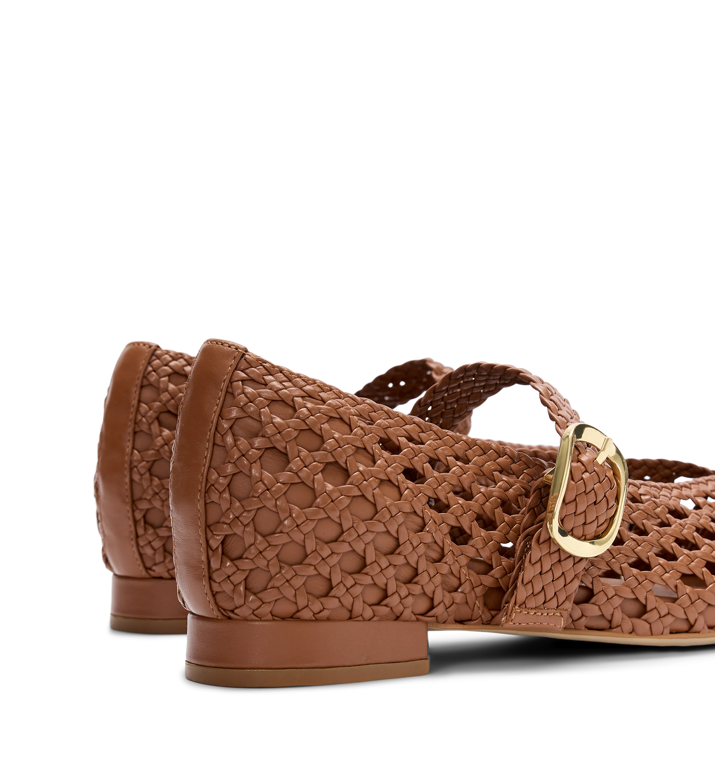 Forktail Walnut Tan Woven Leather Ballet Flats