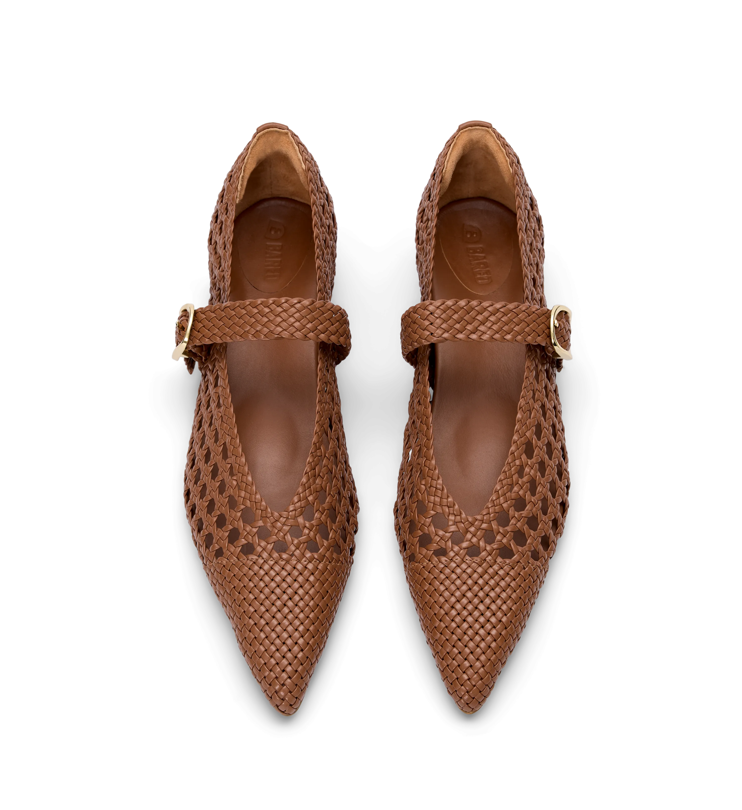 Forktail Walnut Tan Woven Leather Ballet Flats