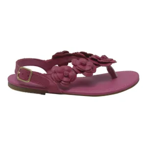 Girls Fuchsia Flower Blossom Accent Strap Sandals 11-4 Kids