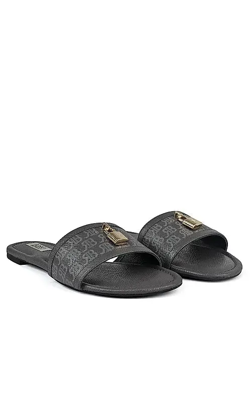 Grey Monogram Flats