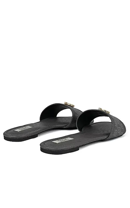 Grey Monogram Flats