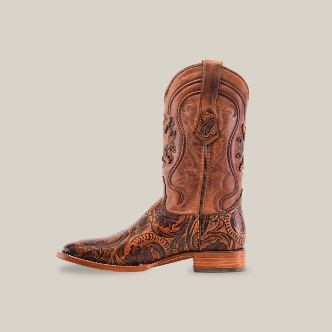 Handtooled Leave Orix - Square Toe