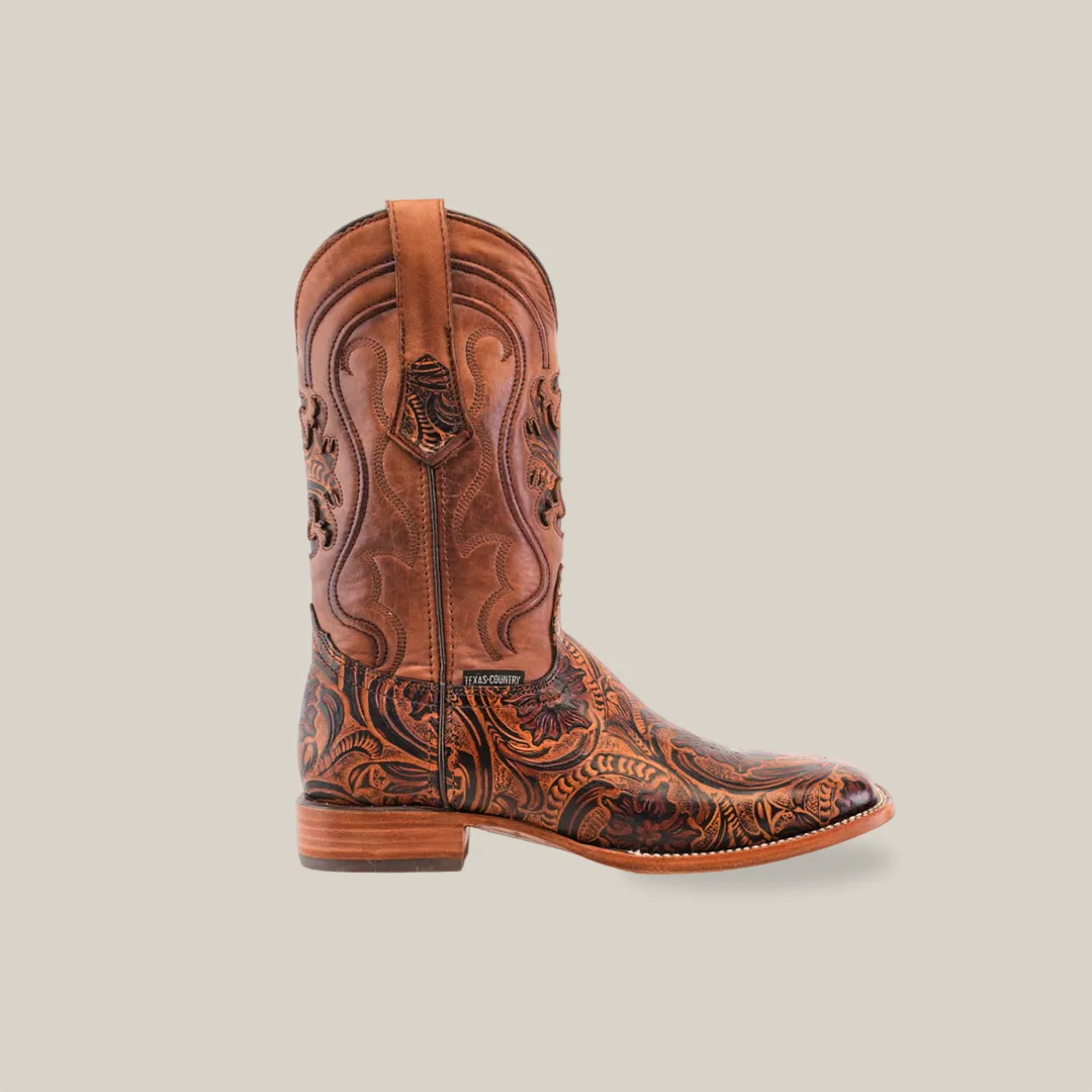 Handtooled Leave Orix - Square Toe