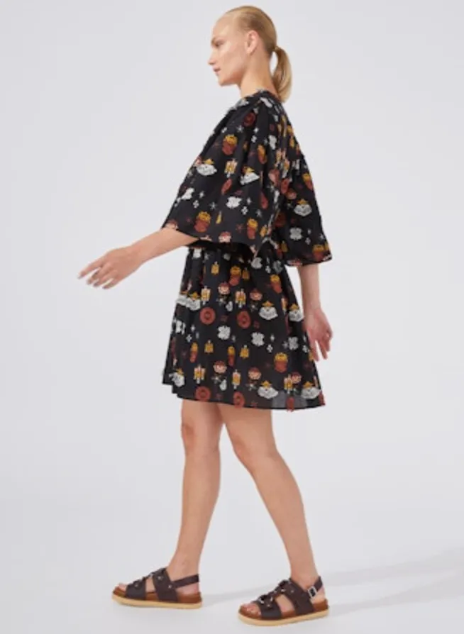 Hayley Menzies ESMERALDA EMBROIDERED SHORT DRESS BLACK MULTI