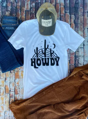 Howdy White Graphic T-Shirt (Size Small)