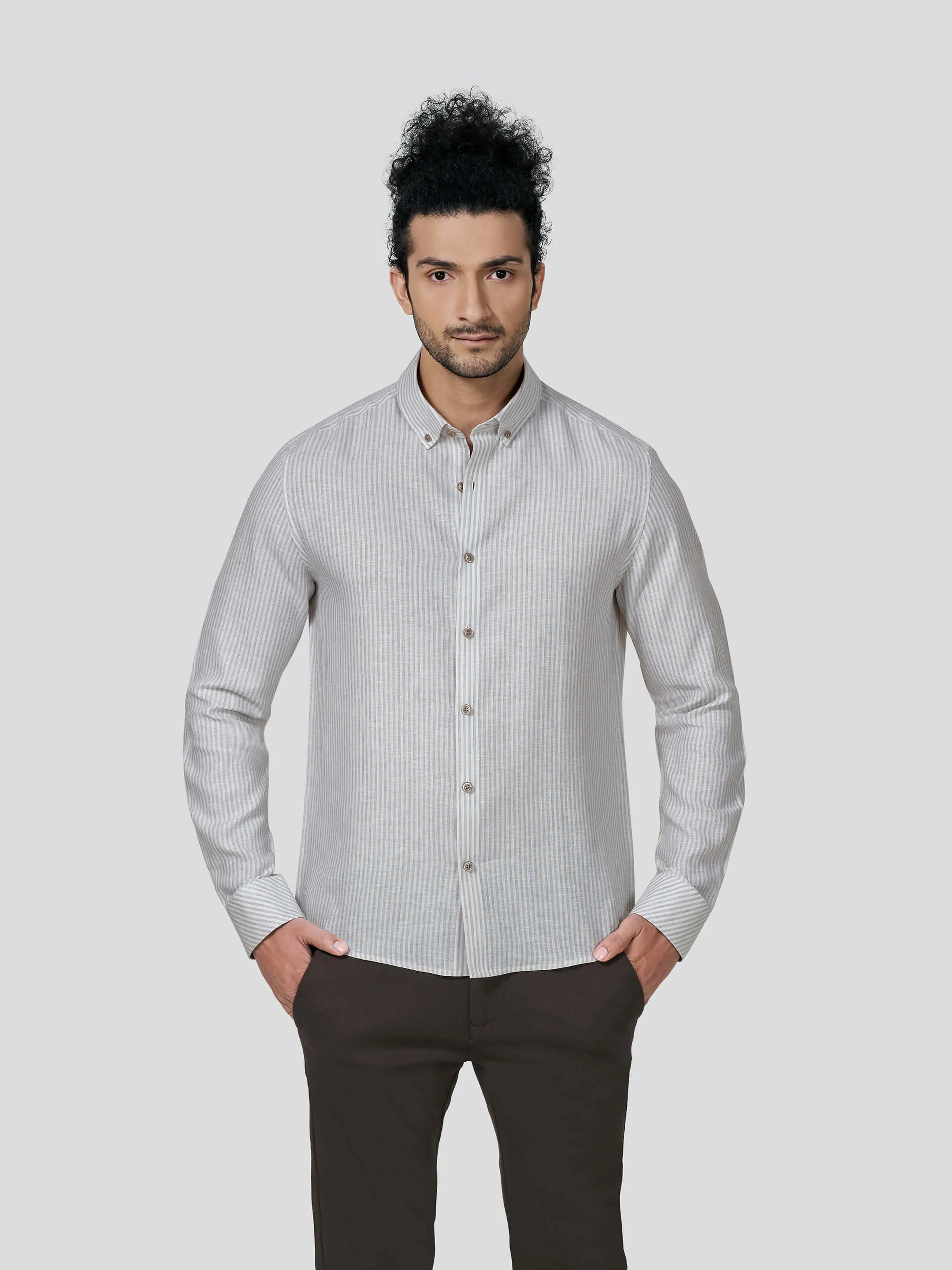 Impeccable Full Sleeve Untuck Fit Stripe Shirt