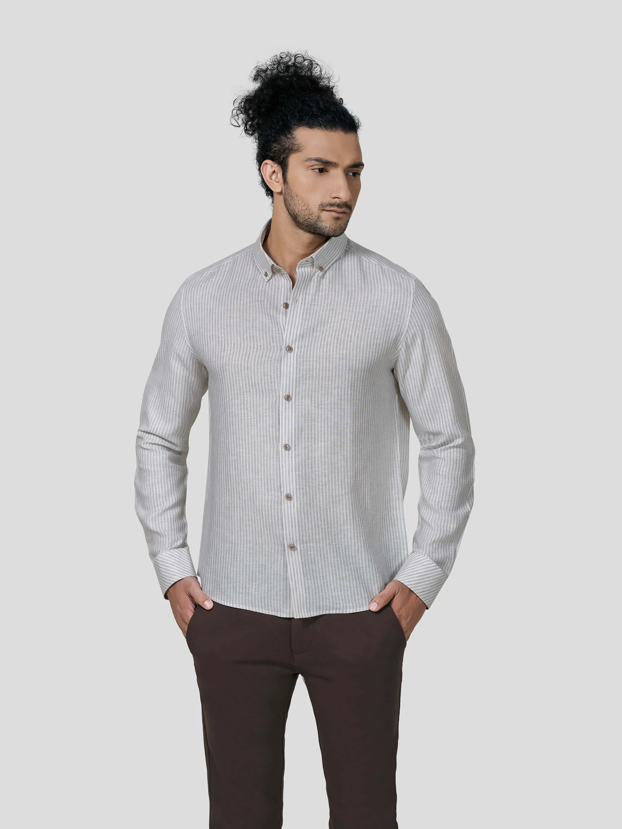 Impeccable Full Sleeve Untuck Fit Stripe Shirt