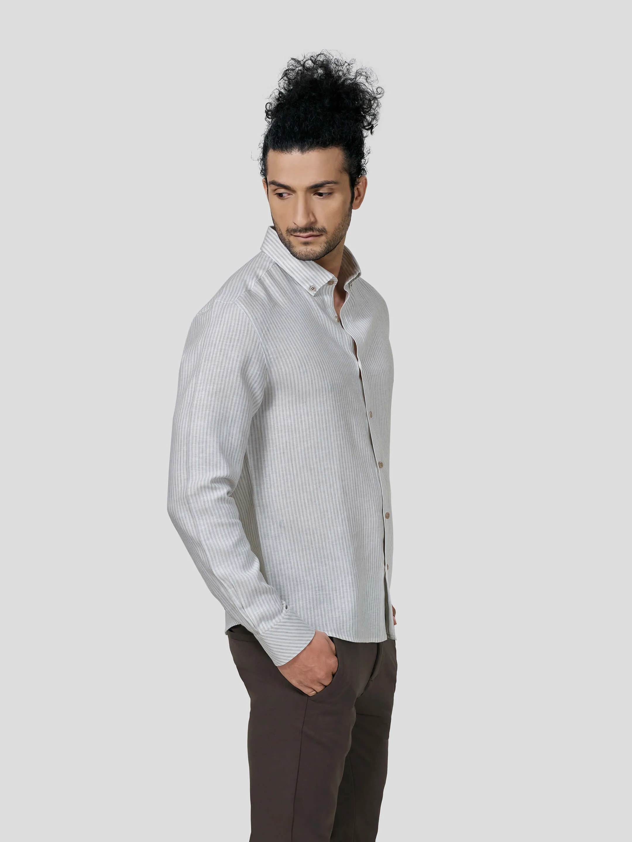 Impeccable Full Sleeve Untuck Fit Stripe Shirt