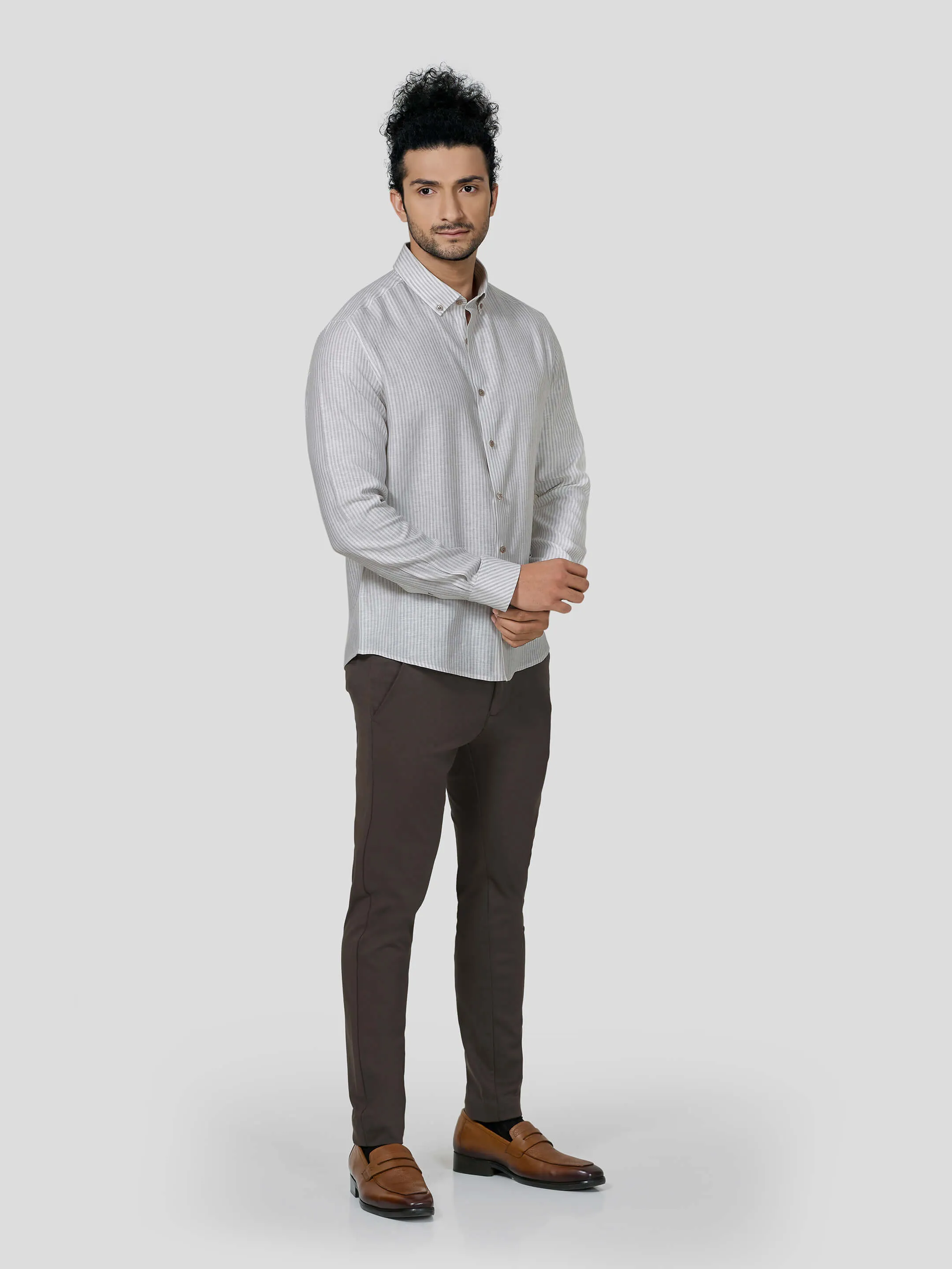 Impeccable Full Sleeve Untuck Fit Stripe Shirt