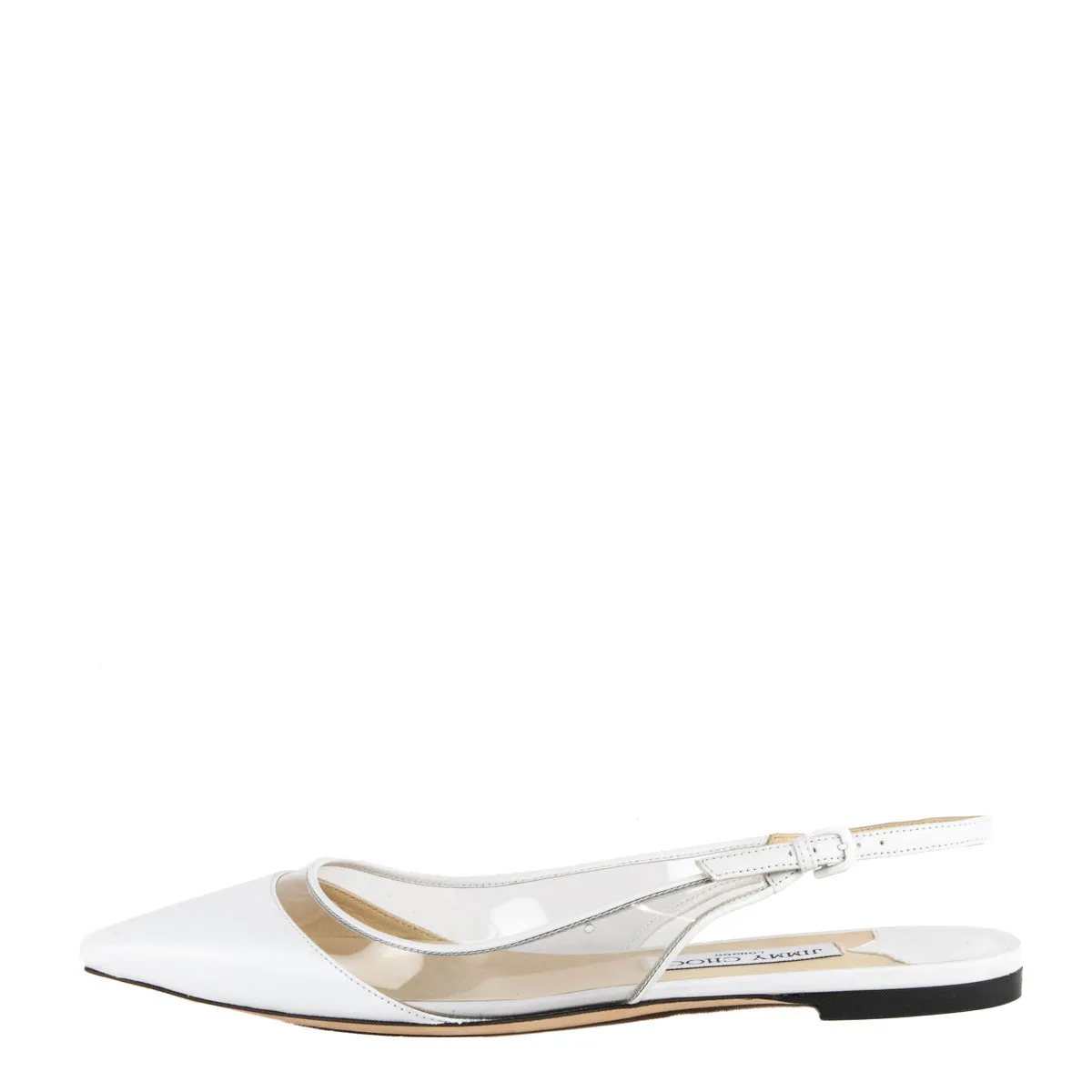 Jimmy Choo White PVC Slingback Flats Size US 9.5 | EU 39.5