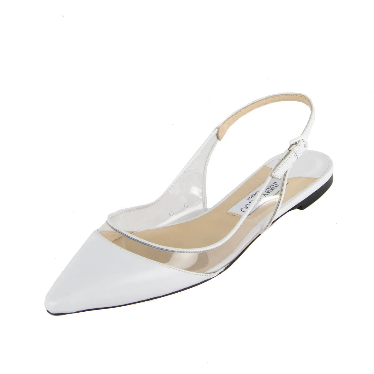 Jimmy Choo White PVC Slingback Flats Size US 9.5 | EU 39.5