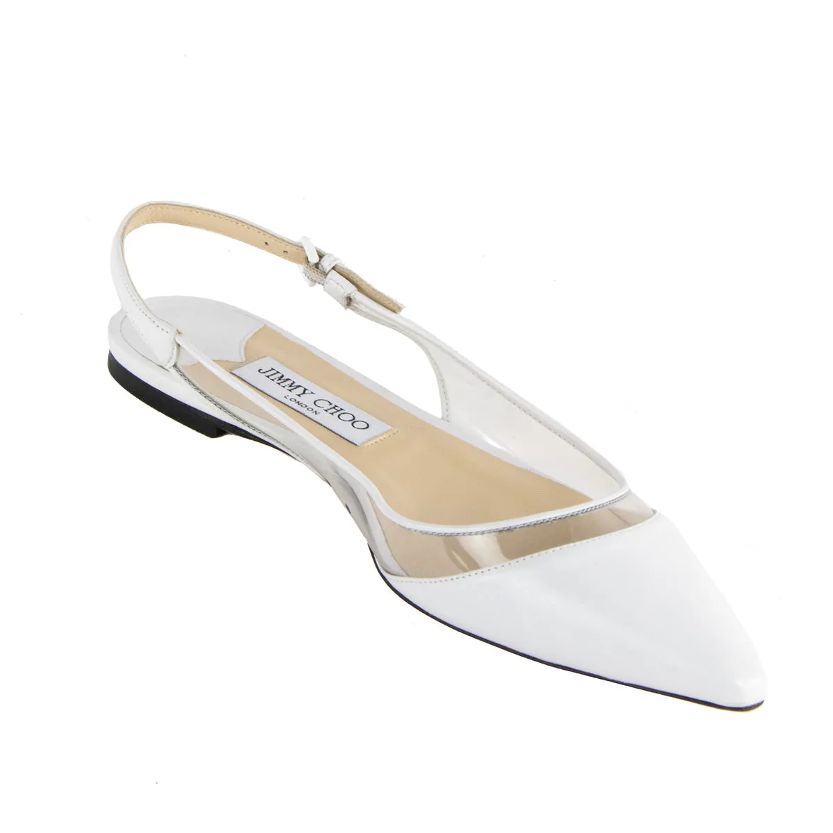 Jimmy Choo White PVC Slingback Flats Size US 9.5 | EU 39.5